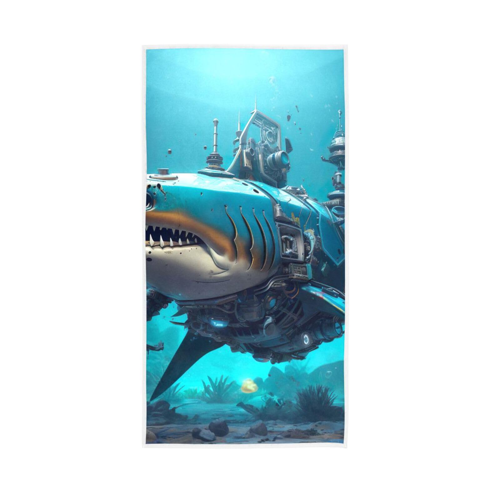 HUYGD Robot Shark Under Water Finger Towels, 15 x 30 Inches Soft Hand Towel Spa Facial Towels Hotel Hand Towels
