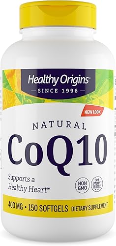 Healthy Origins CoQ10 (Kaneka Q10), 400 mg - Suplemento energético y de salud cardíaca - Suplementos sin gluten y sin OMG - 150 cápsulas blandas