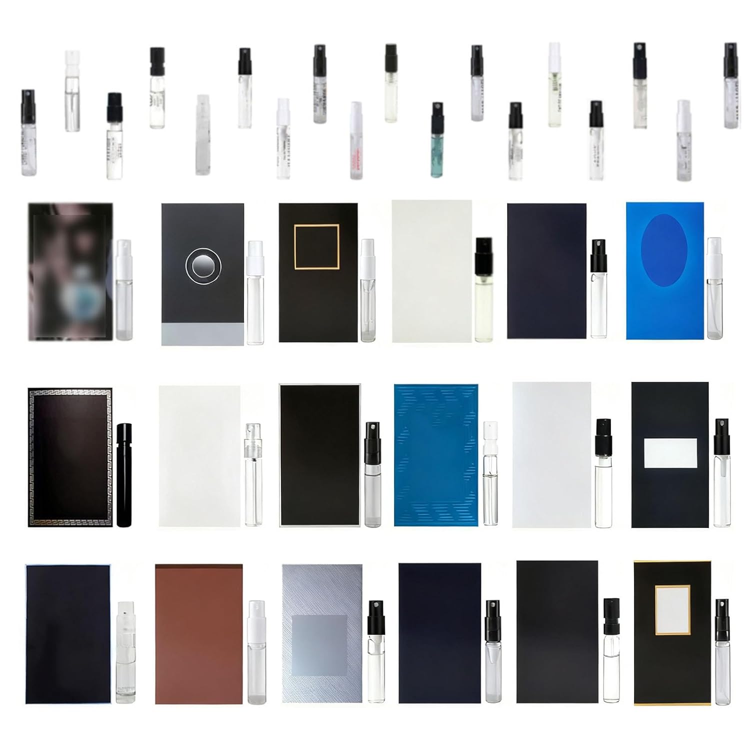 cologne sampler vials laid out