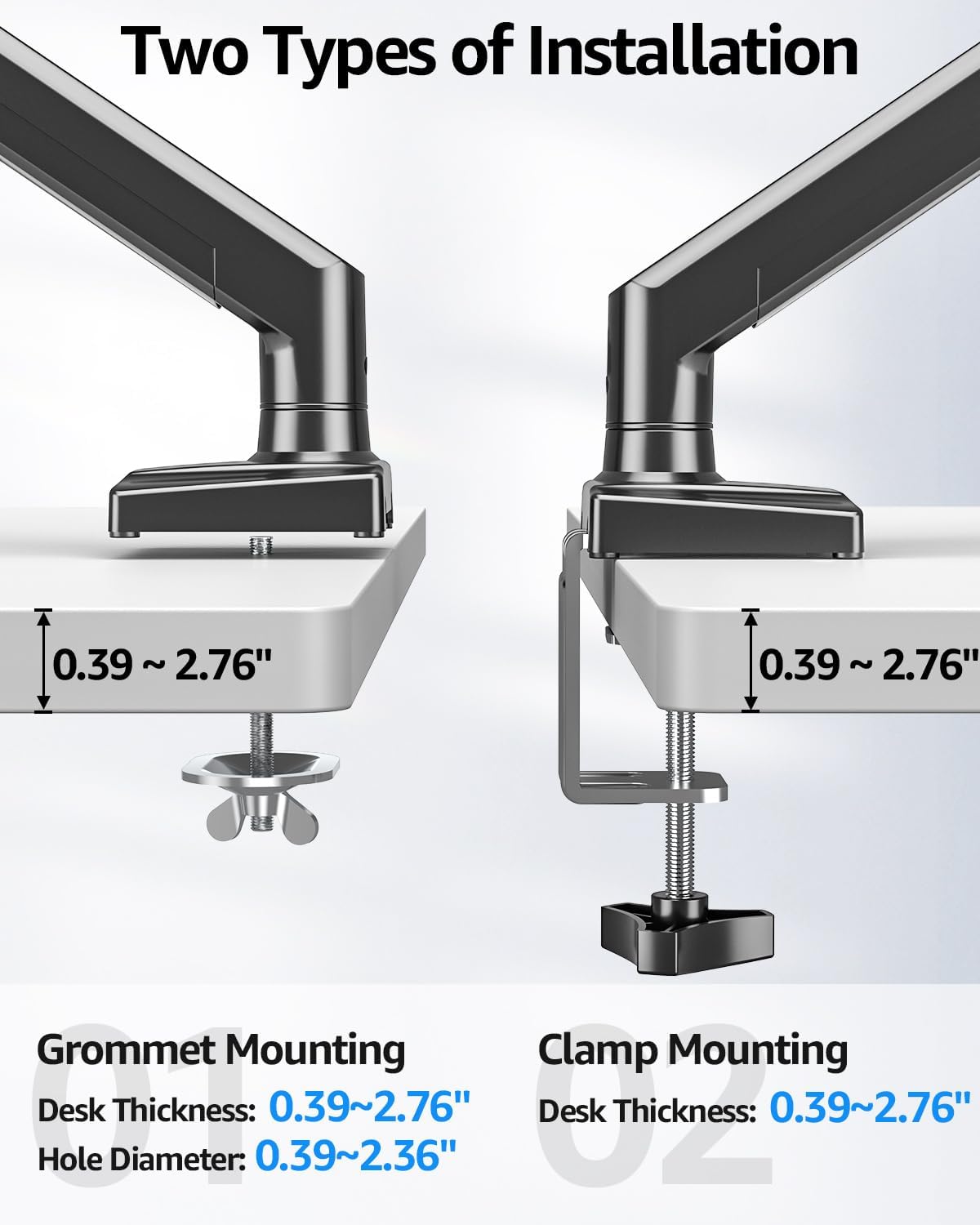 Dual Monitor Stand fits up to 32 inch, 4.4-22 lbs Computer Screens, Dual Monitor Desk Mount Height Adjustable, Monitor Arms for 2 Monitors, Home Office VESA Mounts, Freelift Black
