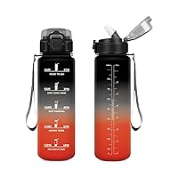 Borraccia 1L, Motivazionale Borraccia con Cannuccia