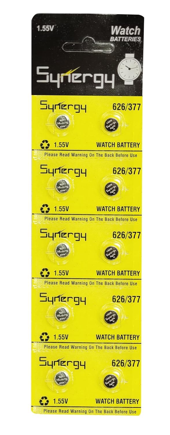 Synergy Wrist Watch Battery 626 377 LR626 1.55V Alkaline Battery (Pack of 10 Battery)-image-20