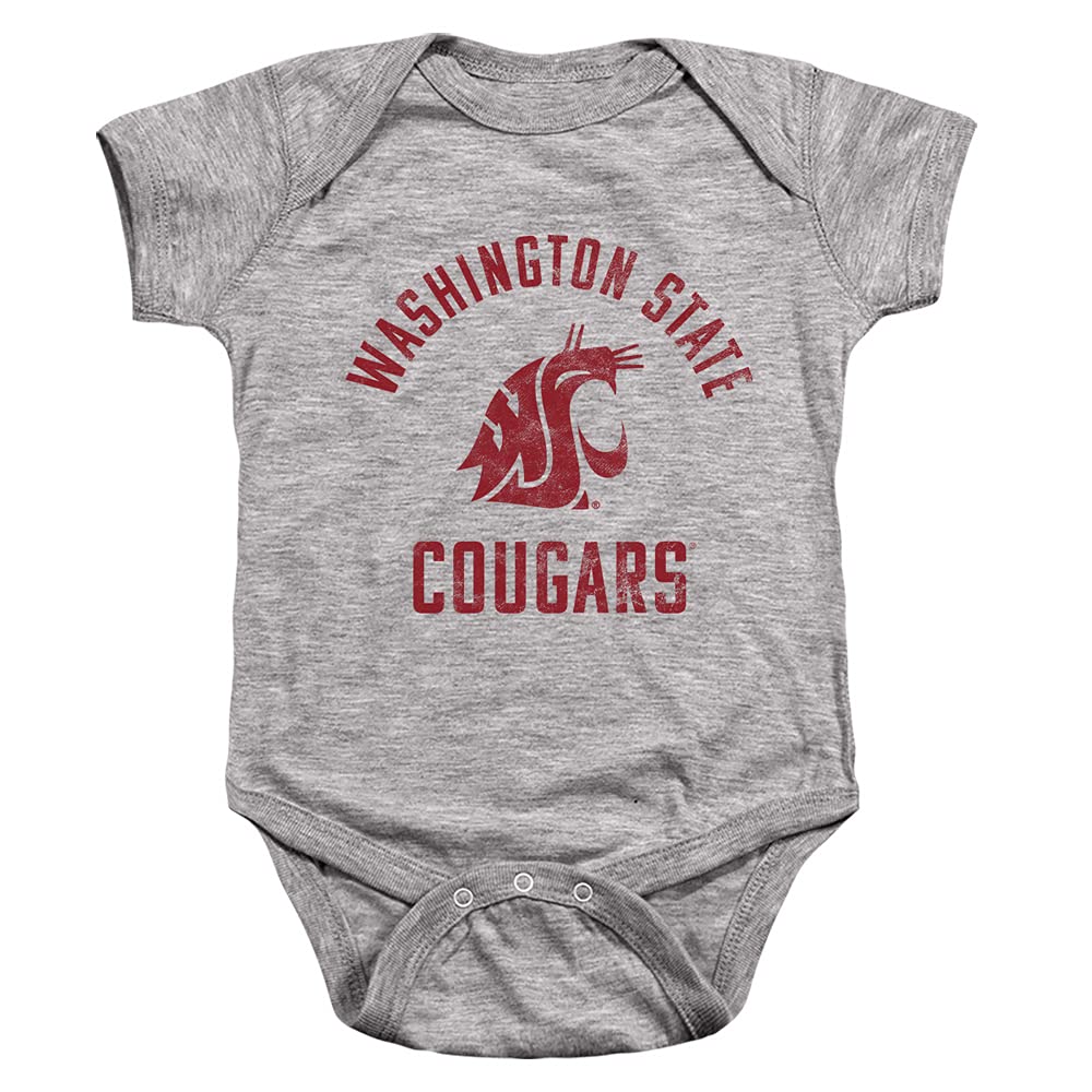 Washington State University Official One Color Logo Unisex Infant Snap Suit for Baby,Athletic Heather, 6 Months