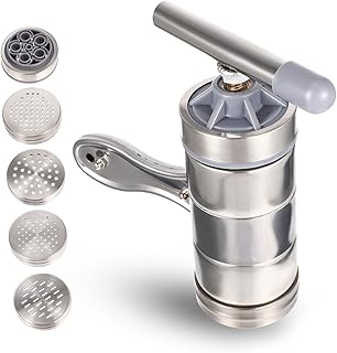 DECHOUS 1Set Stainless Steel Noodle Press Machine with Molds Manual Pasta Maker for Homemade Noodles Ergonomic Design Easy to Portable and Healthy Kitchen Tool