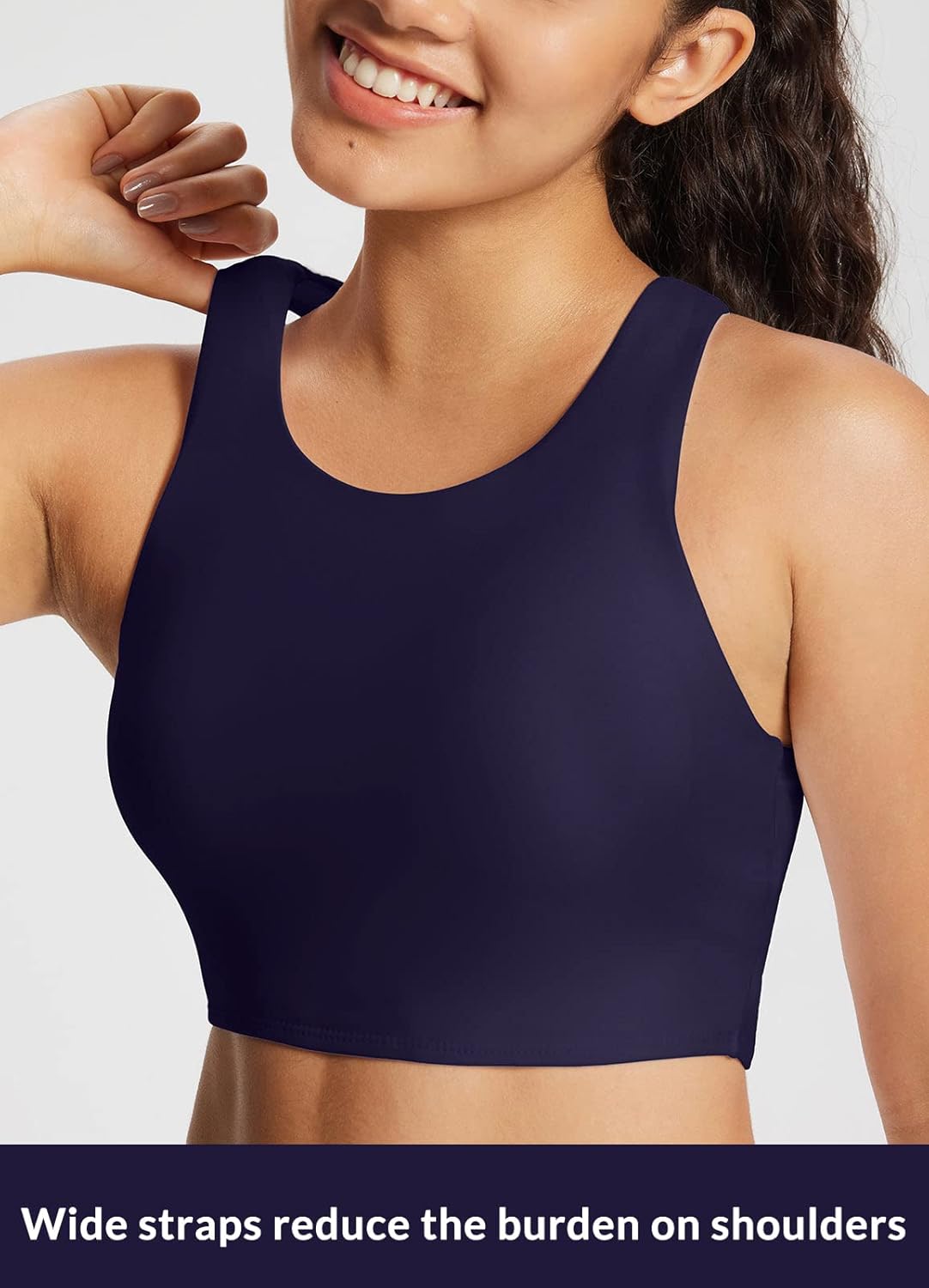 baleaf Women's Swim Bra Modest High Neck Bikini Tops Quick Dry UPF 50+Bathing Suit Sports Workout Removable Padded - Image 4