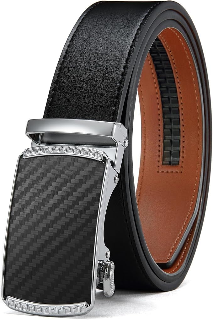 Leather Ratchet Belt with Adjustable Buckle​,Men's Leather Ratchet Belt​,110-130CM photo review