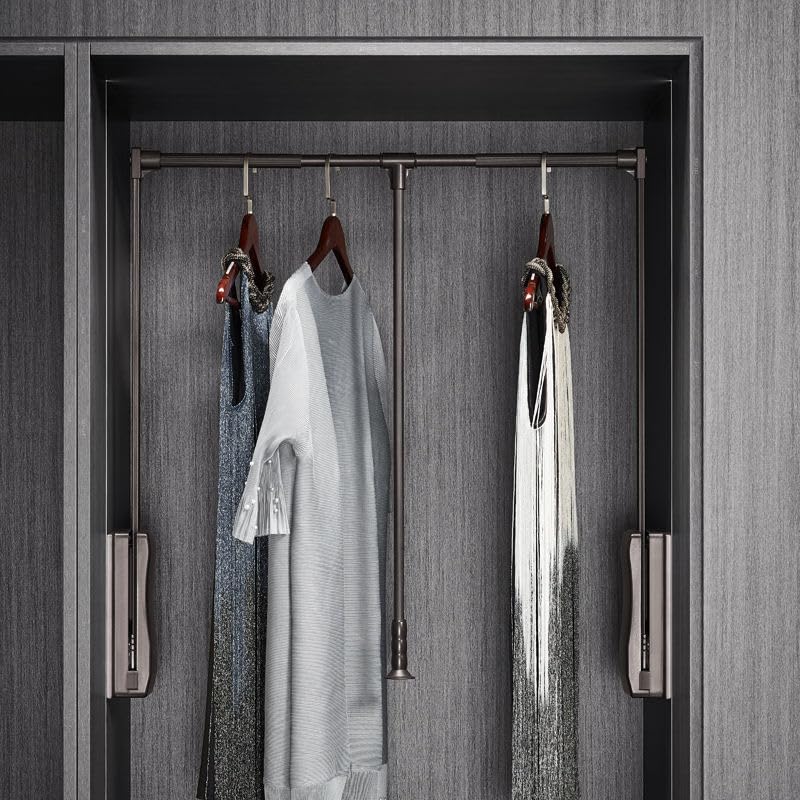 Image of DBR Wardrobe Lifter for Bedroom Hanger Pull Down Metal Aluminium Gray Product Width 830-1150mm Depth 140mm Height 820mm