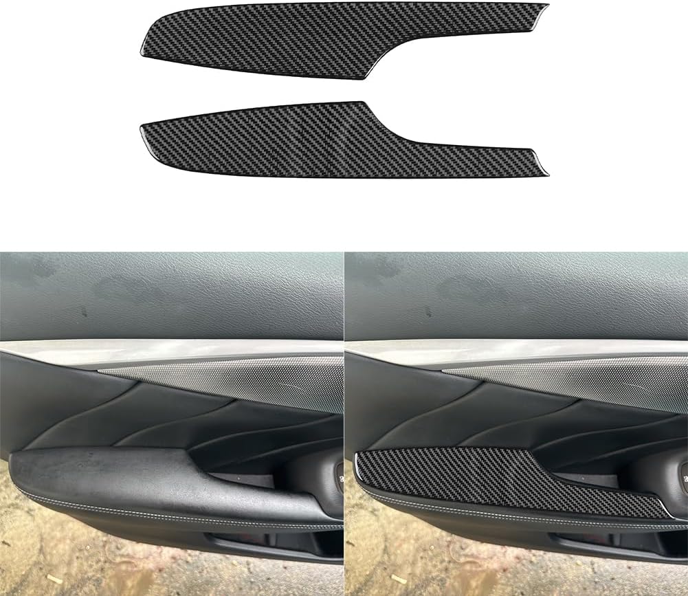 2PCS Car Door Armrest Panel Cover Trim Carbon Fiber Soft Sticker Compatible with Infiniti Q50 2014-2020 2015 2016 2017 2018 2019 Interior Accessories Black.