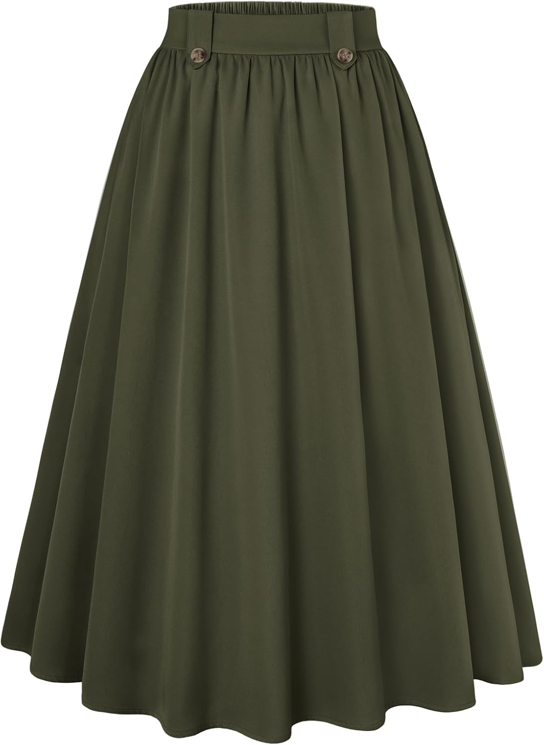 Belle Poque Women's Midi Skirt with Pockets Vintage A Line High Waisted Flowy Pleated Swing Skirts for Office