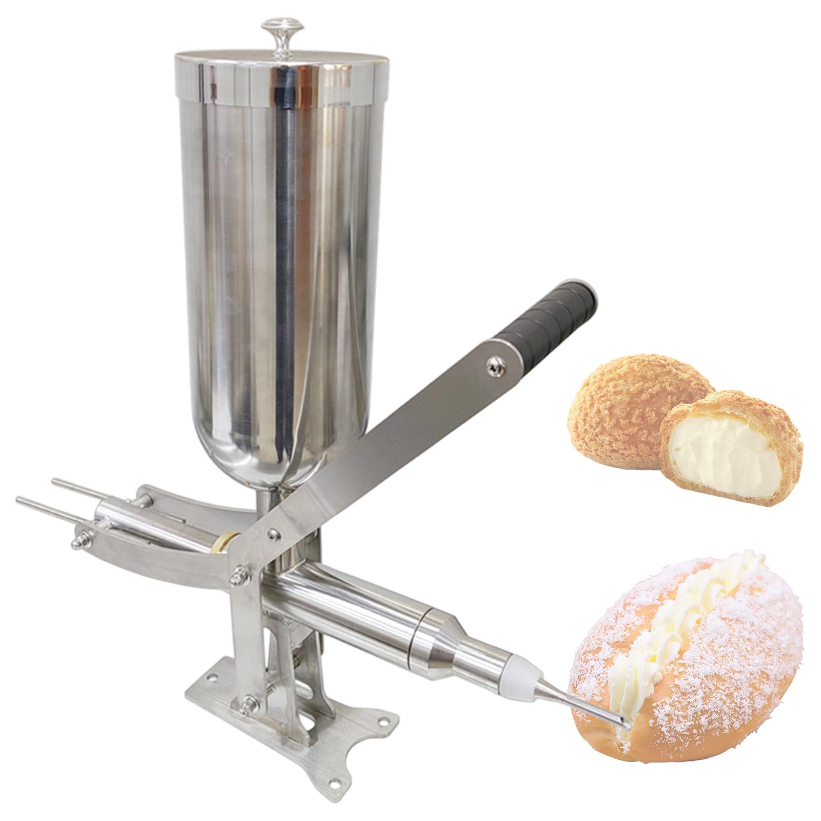GwlThixion 5L Churro Jam Filling Machine, 304 Stainless Steel Fruit Donuts Filling, Jelly Cream Filling Machine with 4 Nozzles, for Kitchens, Bakeries, Restaurants CT-03