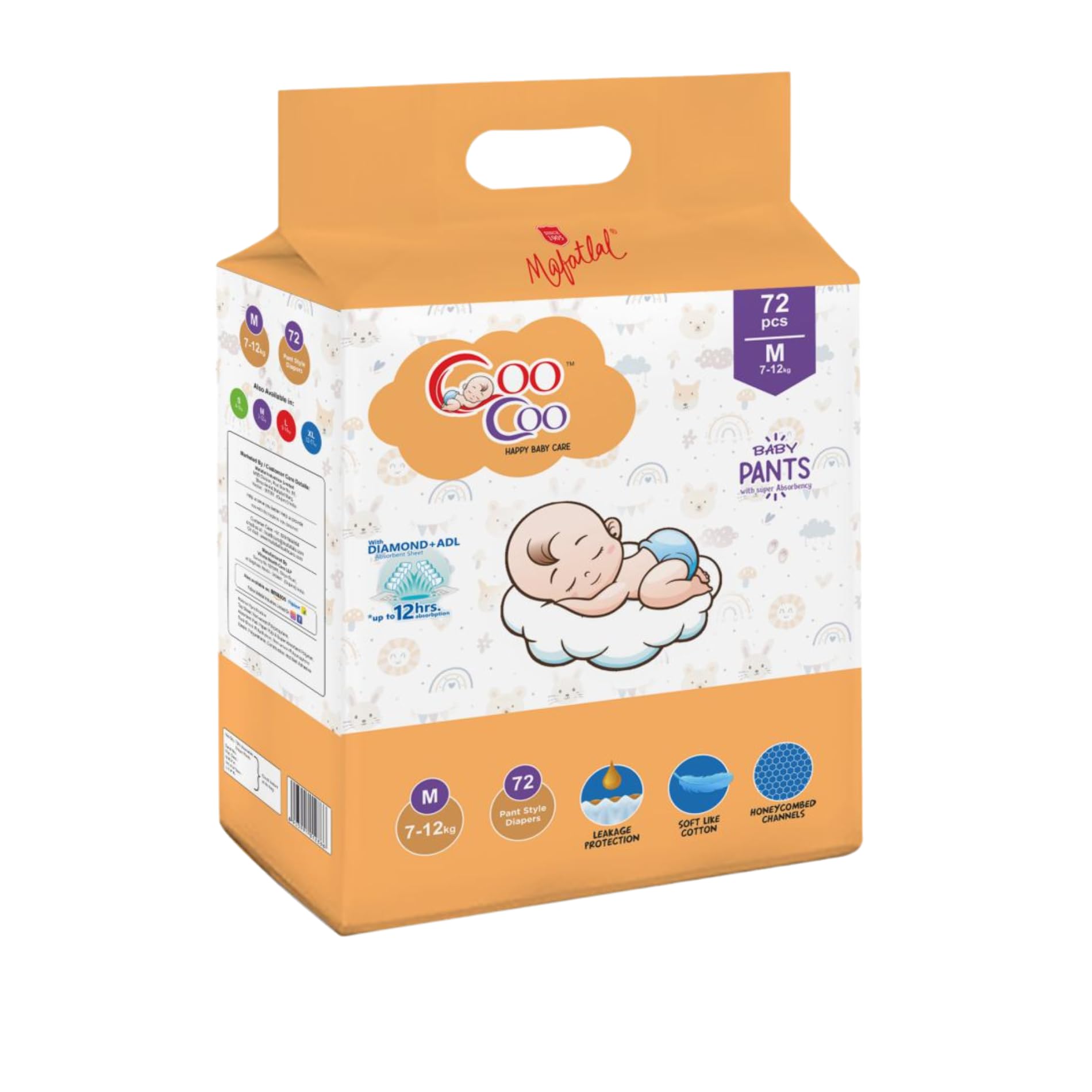 Coo Coo Extra Dry Baby Pullup Diaper Pant Size Medium-M,72 Count Upto 7-12 Kg Super Absorbent Core Up to 12Hrs Protection Soft Elastic Waist & Leakage Protection Size Medium-M (72 Pieces) Pack, White-image-48
