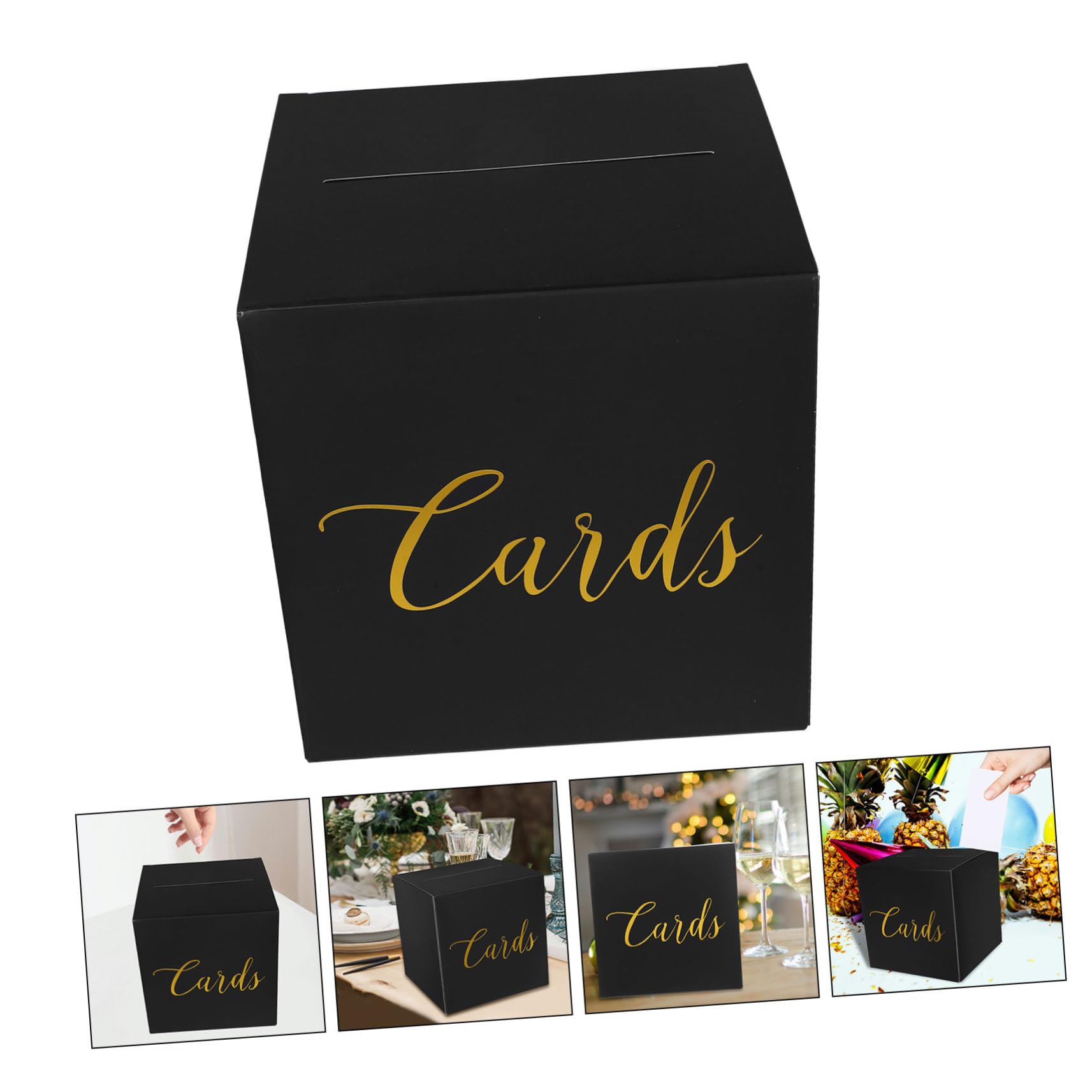 ULTECHNOVO 4 Juegos Caja de Tarjetas de Boda con Tarjetas de Felicitación Caja para Recibir y Mensajes Decoración Elegante para Recepciones y Celebraciones