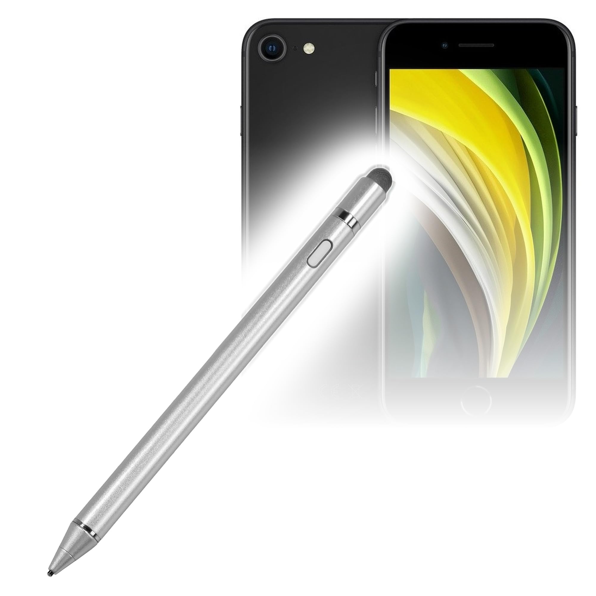 Lápiz capacitivo electrónico BoxWave AccuPoint Active Stylus de color plateado para iPhone SE 2020 8