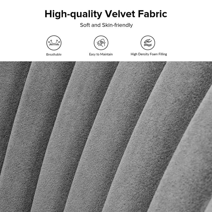 Image of Modern Upholstered Accent Velvet Chair Single Seater Channel Tufted Wing Back Chair with Golden Matel Legs for Living Room, Bedroom, Dining Room, Grey
