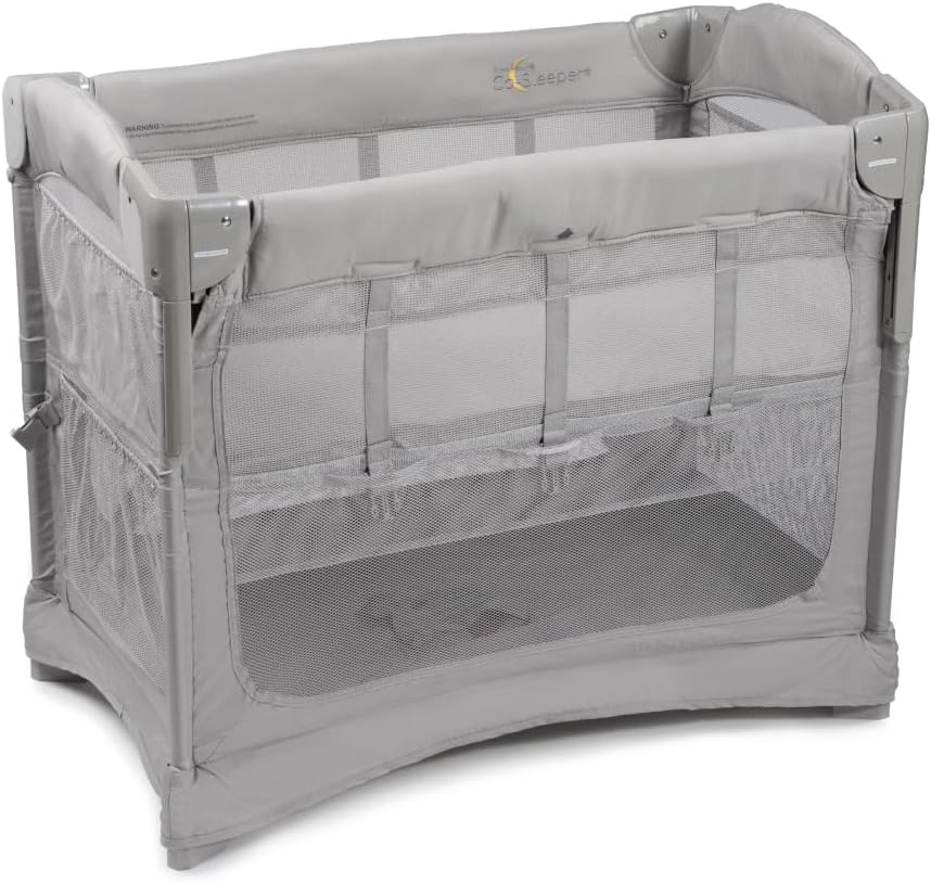 Mini Ezee 2 in 1 Co-Sleeper Baby Bassinet, Breathable Mesh, Compact Design, Storage Pockets, Portable & Easy Transition, Expert-Endorsed, Grey