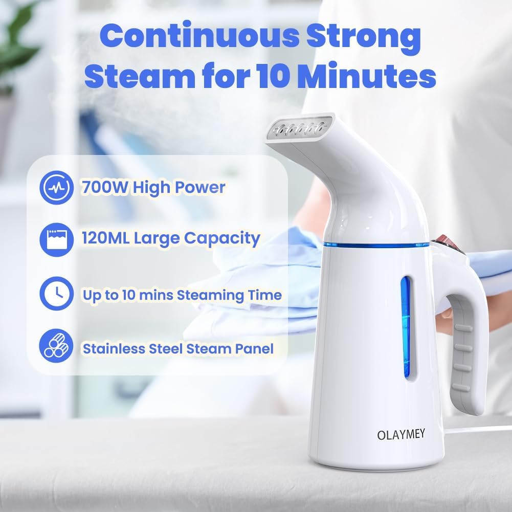 OLAYMEY Steamer Wygładzacz parowy 700 W, 40 S Szybkie nagrzewanie Żelazko podróżne Steam Iron, zbiornik na wodę 120 ml Clothes Steamer, szczotka parowa do ubrań