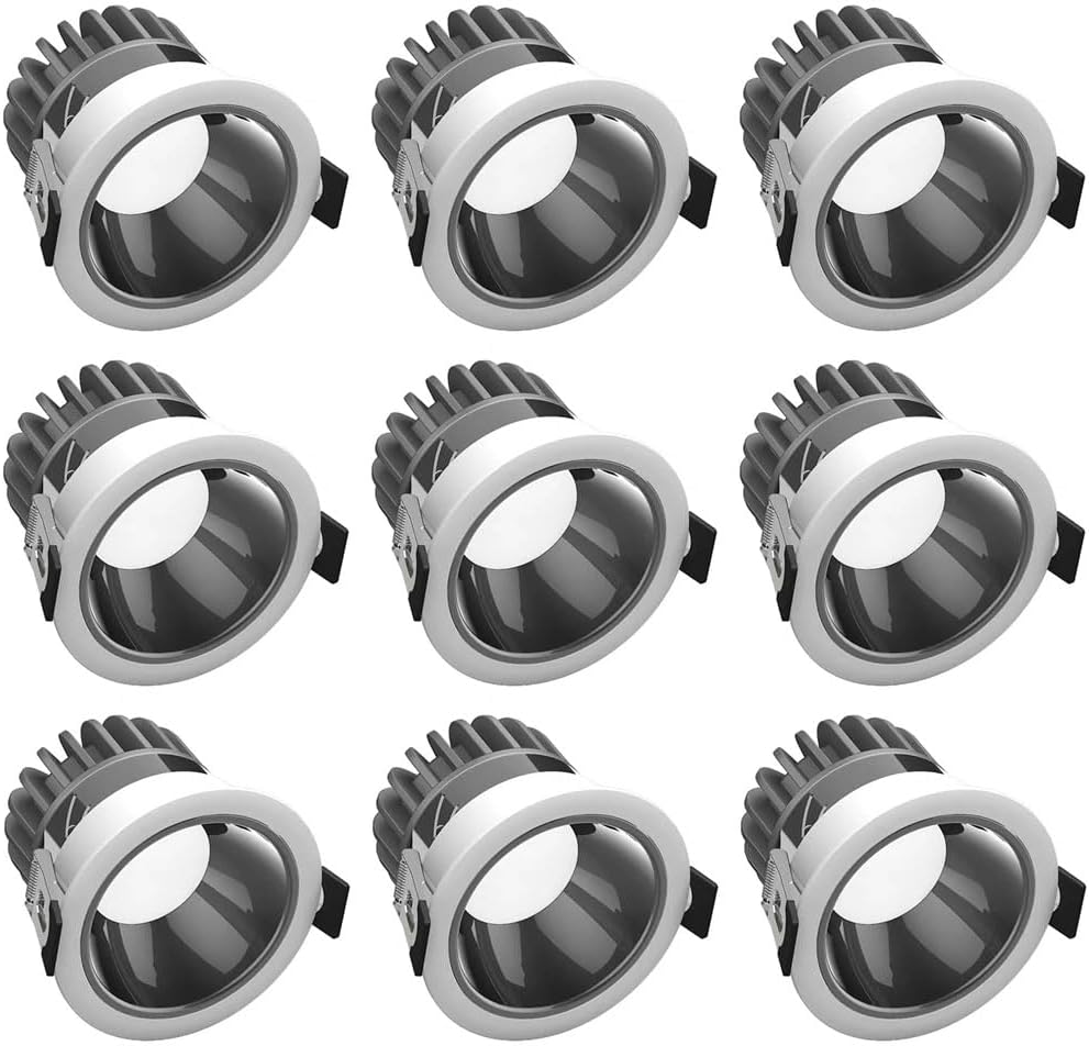 Indoor Hallway Flush Mount Downlights, Aluminum Ceiling Can Lights, Three Color Dimming Ceiling Downlight, 8W LED Recessed Lighting, Balcony Outdoor Ceiling Down Lights 9 Pack