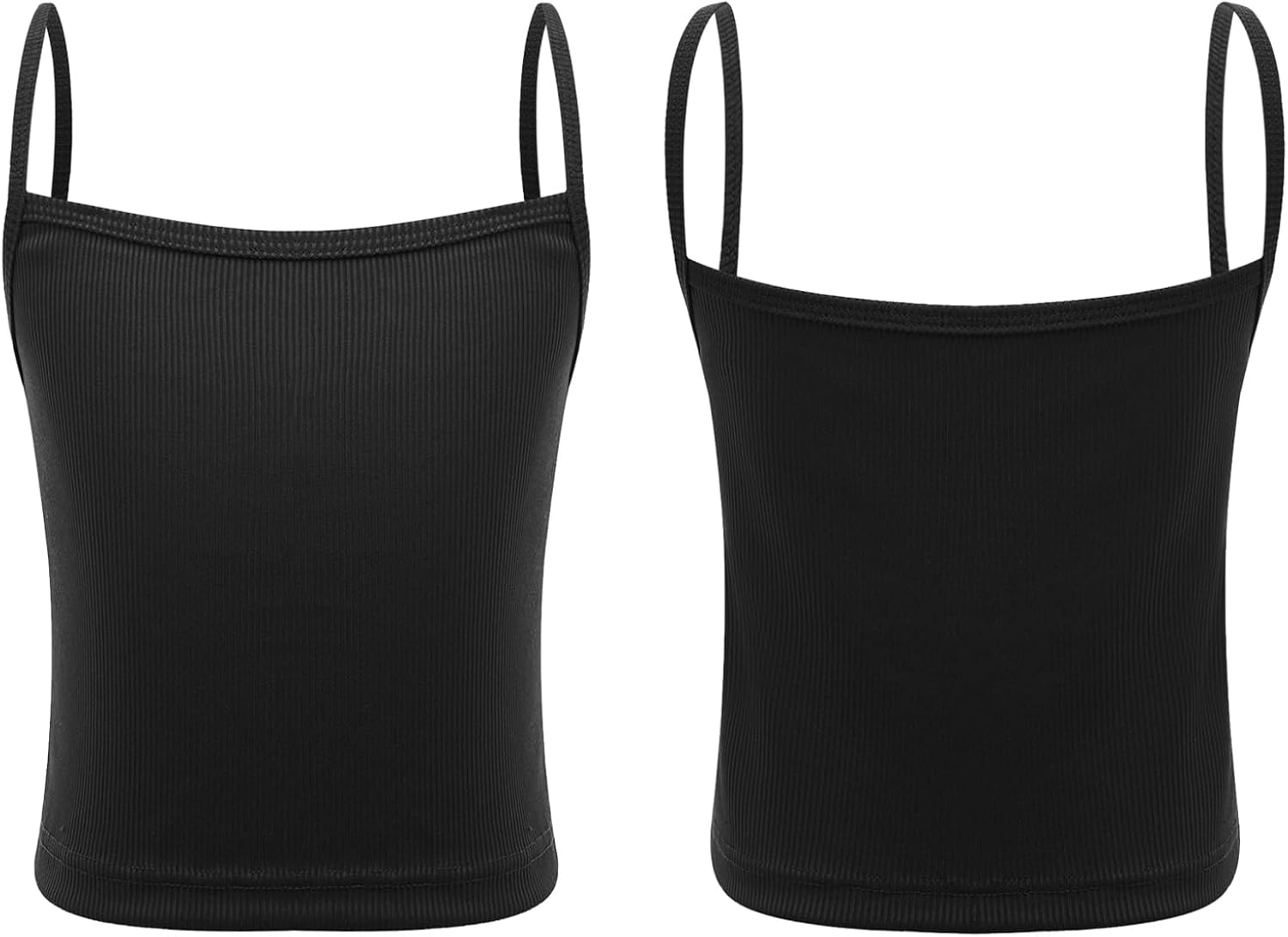 Kaerm Kids Girls Ribbed Sports Dance Crop Tops Spaghetti Straps Sports Training Bra Solid Color Camisole Undershirt