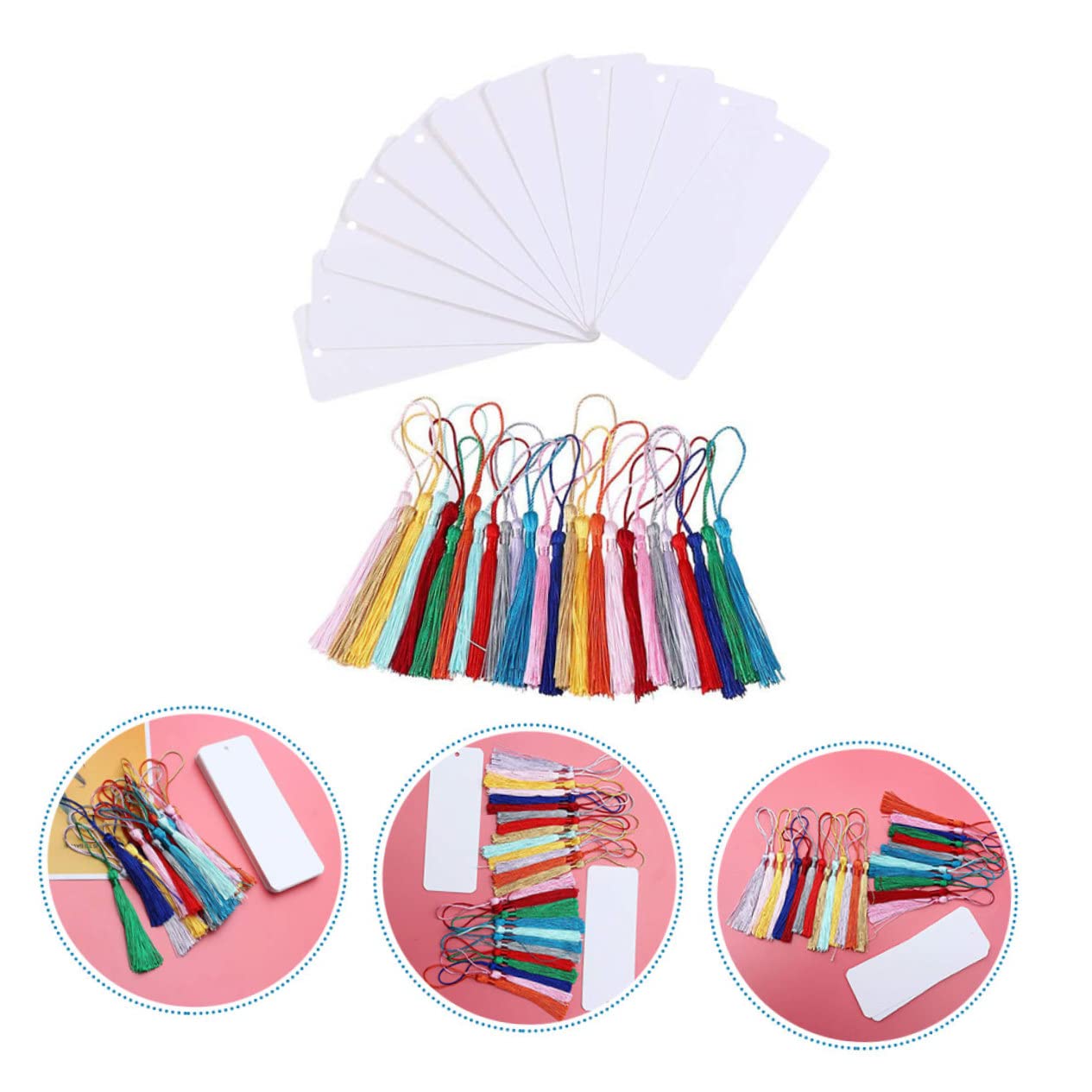 STOBOK 144stücke Teiliges Set Mit Leeren Papier-lesezeichen Und Quasten Handgemachte Bastel-lesezeichen Für Kreative Gestaltung Für Schule Und Büro Personalisierbar