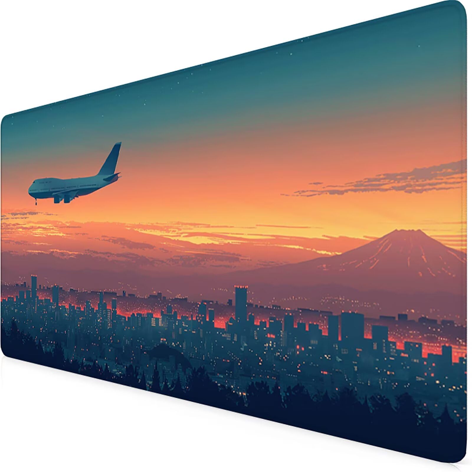 Aereo Tappetino Mouse Gaming xxl 1200 x 600 mm, Tappetino Scrivania Colore arancione Con Bordi Cuciti, Presa Stabile su Superfici Lisce, Impermeabile Antiscivolo Mouse Pad per Gaming Accessori w2-25H