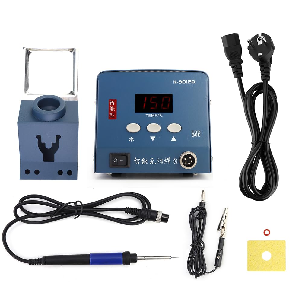 KS 9012D Digitale LCD-Touch-Button-Löt-Nacharbeitsstation – 220 V EU-Stecker – mit 3 Temperaturspeicherkanälen und 5-adriger Buchse – inklusive Vollmetallständer und integriertem
