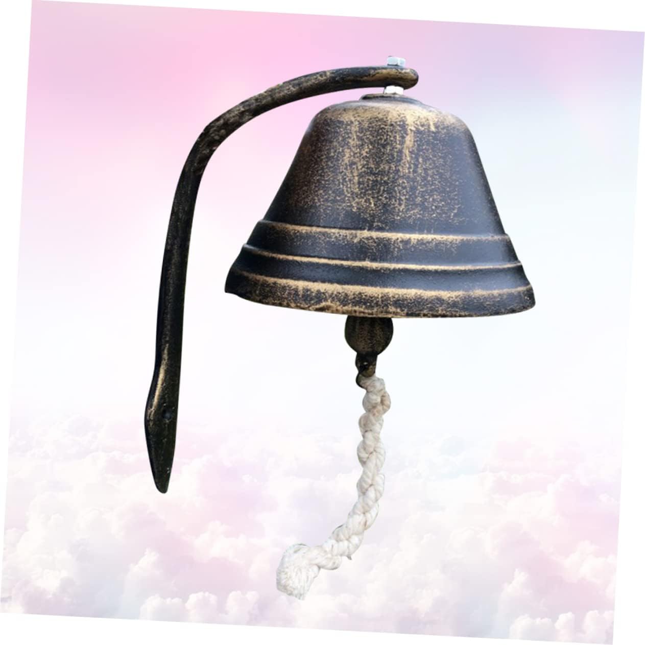 Operitacx Retro Style Cast Iron Doorbell Small Bronze Decorative Bell for Indoor Outdoor Use for Coffee Shops Schools and Homes Loud Sound with Hanging Rope