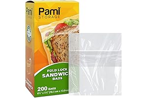 PAMI Fold Top Sandwich Bag [Value Pack, 200 ct] - Disposable Fold...
