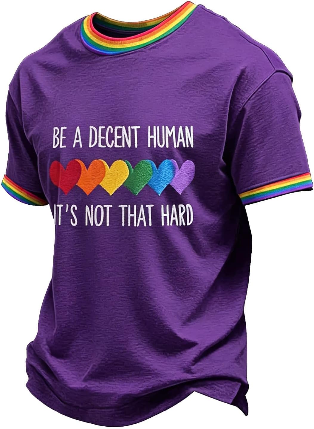 RTRDE Men's Casual T Shirts Short Sleeve LGBTQ Gay Pride Month Rainbow Graphic Print We The People Shirt, S-4XL