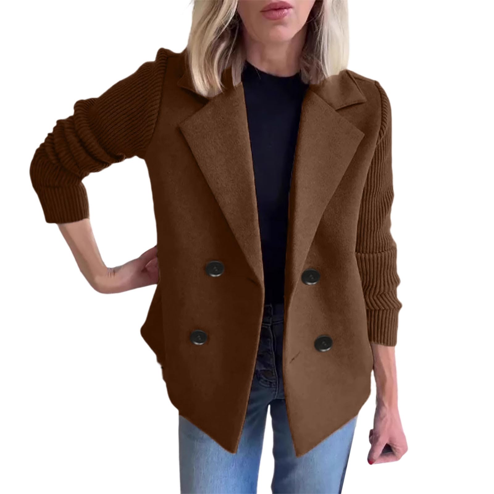 Piumino Donna Cappotto Aperto con Bottoni in Tinta Unita da Donna, Primavera 2025, Cappotto da Lavoro Festa