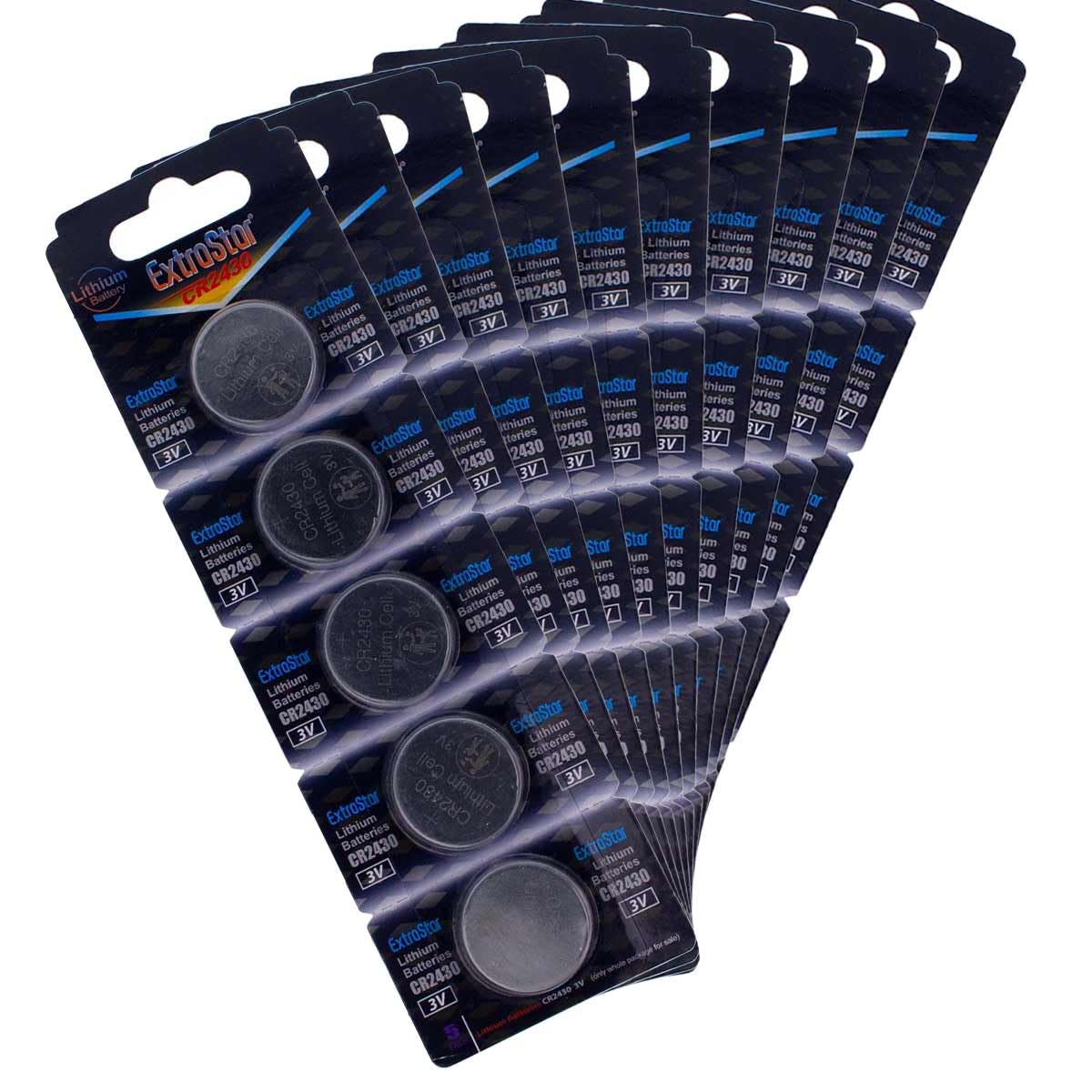 50 Batterie A Bottone CR2430 3V Litio – Confezioni Da 5 Per Orologi E Telecomandi - copertina