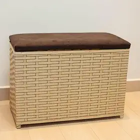 Puff Baú Organizador 80 Litros Assento Suede Fibra Sintética Quarto Decorativo(CAPPUCCINO/MARROM)