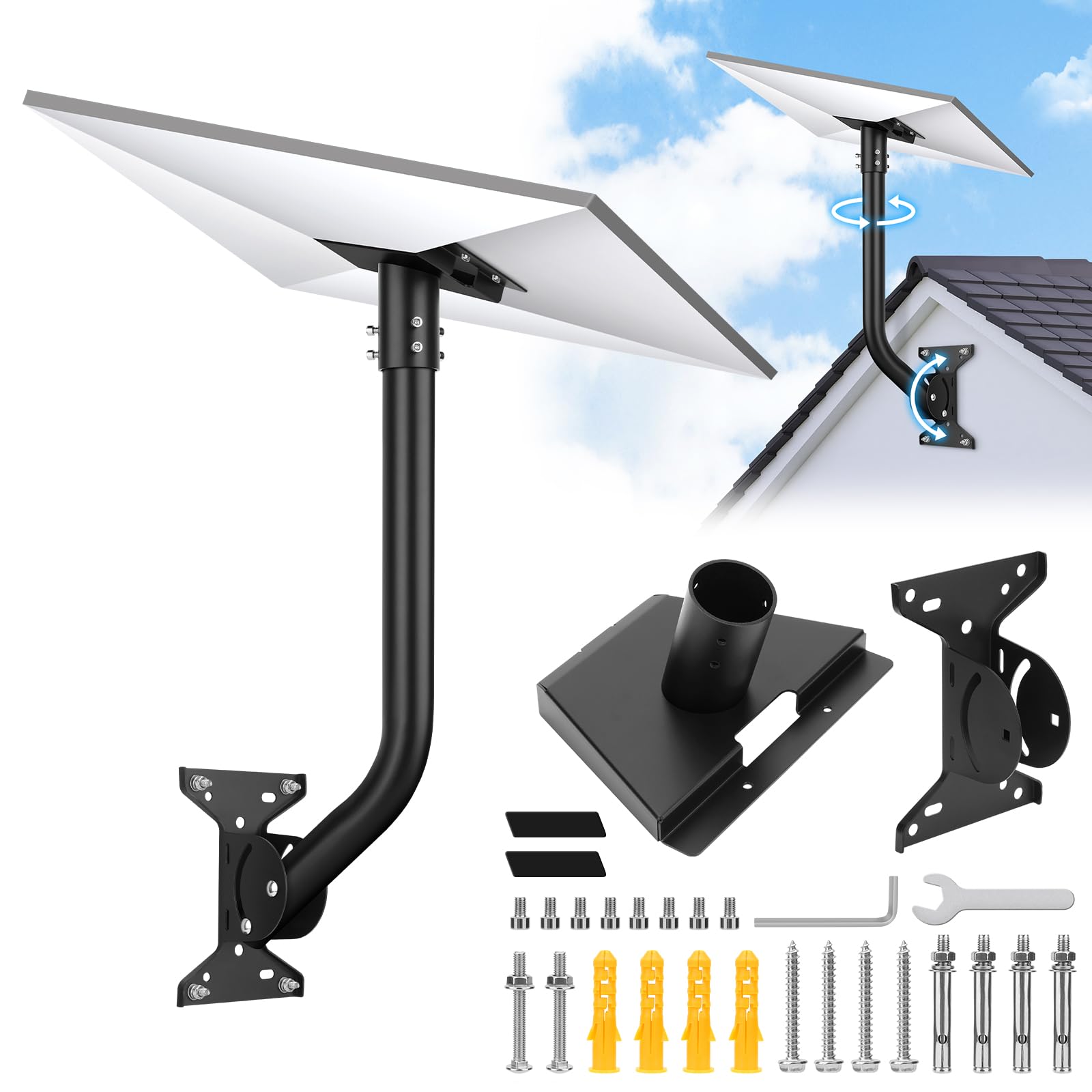 Starlink Gen 3 Mount, Starlink Gen 3 Pipe Adapter for Starlink, Adjustable Mounting Kit for V3 Starlink Pole Mount, Heavy Duty Wall Mount/Roof Mount for Starlink Internet Kit Satelliten