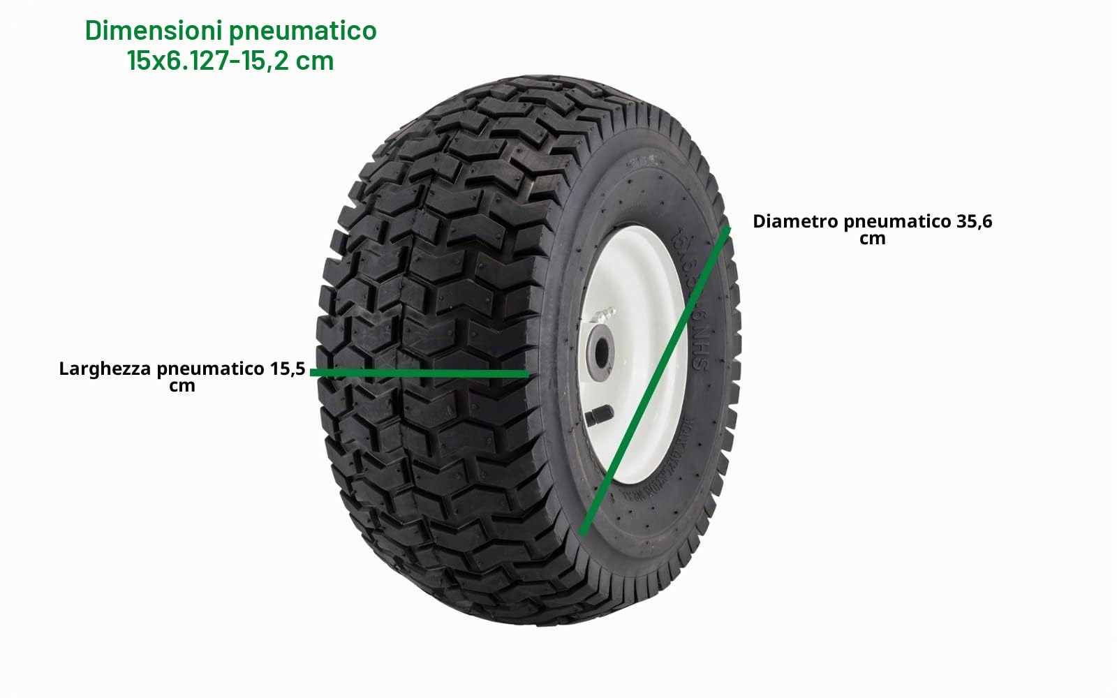 Marathon 20346 - Pneumatico per Tosaerba su Ruota, 15 x 6,5-15,2 cm, Colore: Bianco e Nero
