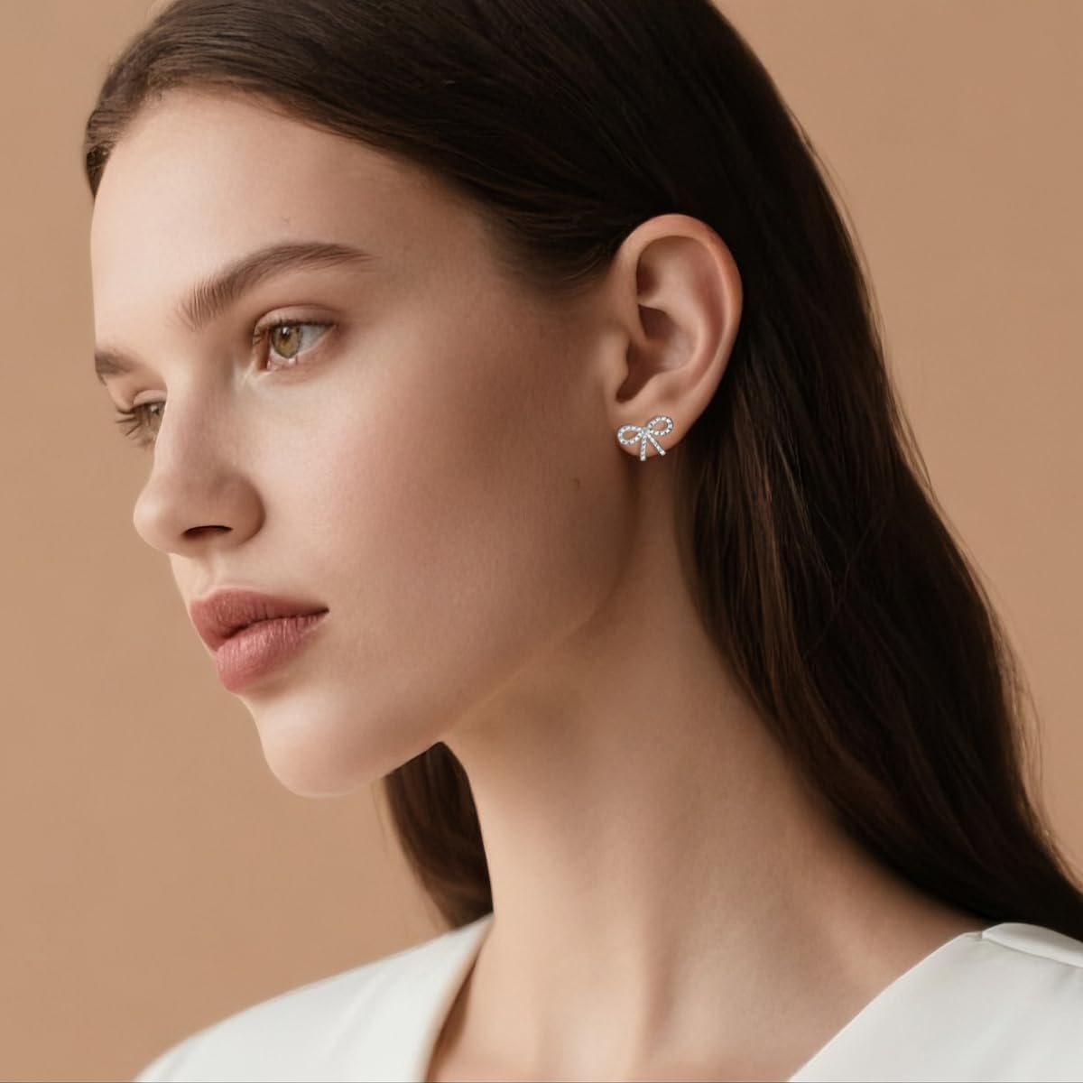 SLUYNZ Solid 925 Sterling Silver 1.7CM Bow Stud Earrings for Women Teens Sparkling CZ Bowknot Earrings Stud