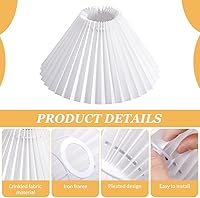 Vista 5 de Pantalla de lámpara blanca, pantalla de tela plisada para dormitorio, pantallas de lámpara de tambor para lámparas de mesa y lámparas de pie
