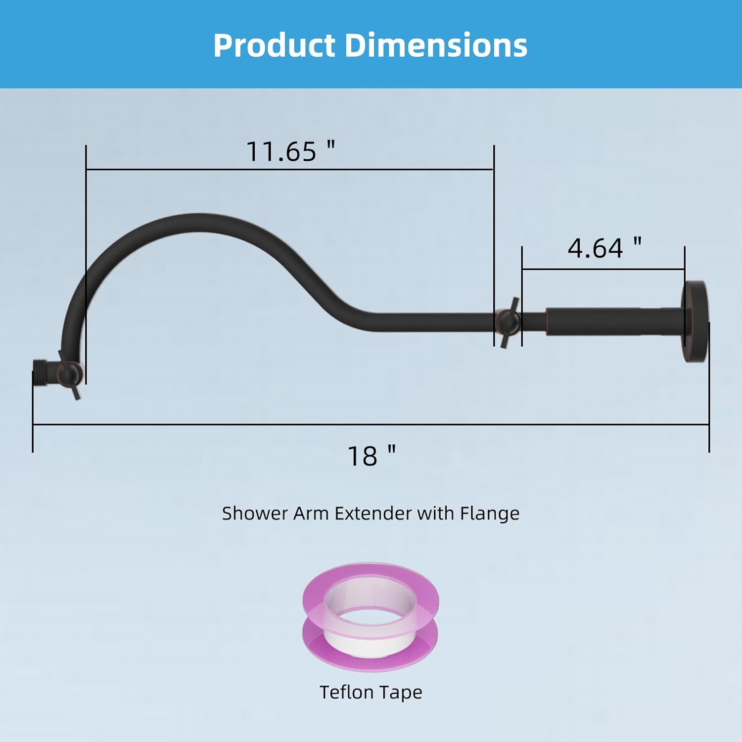 Hibbent All Metal Upgraded 18'' Shower Head Extension Arm, Shower Arm with Flange, Brass Flexible Height & Angle Adjustable Shower Extender with Lock Joint, Universal Connection, Oil Rubbed Bronze