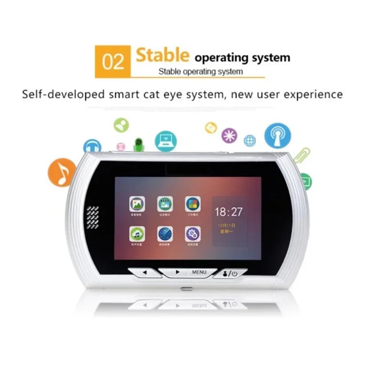 Visionneuse de porte numérique intelligente de 4.5 pouces, caméra(Silver)