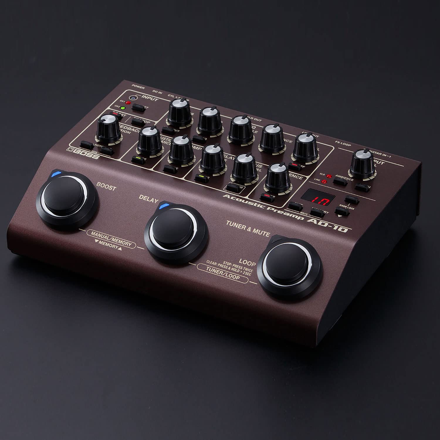 Boss AD-10 Preamp - Dispositivo multi-effetto per chitarra acustica + cavo jack Keepdrum