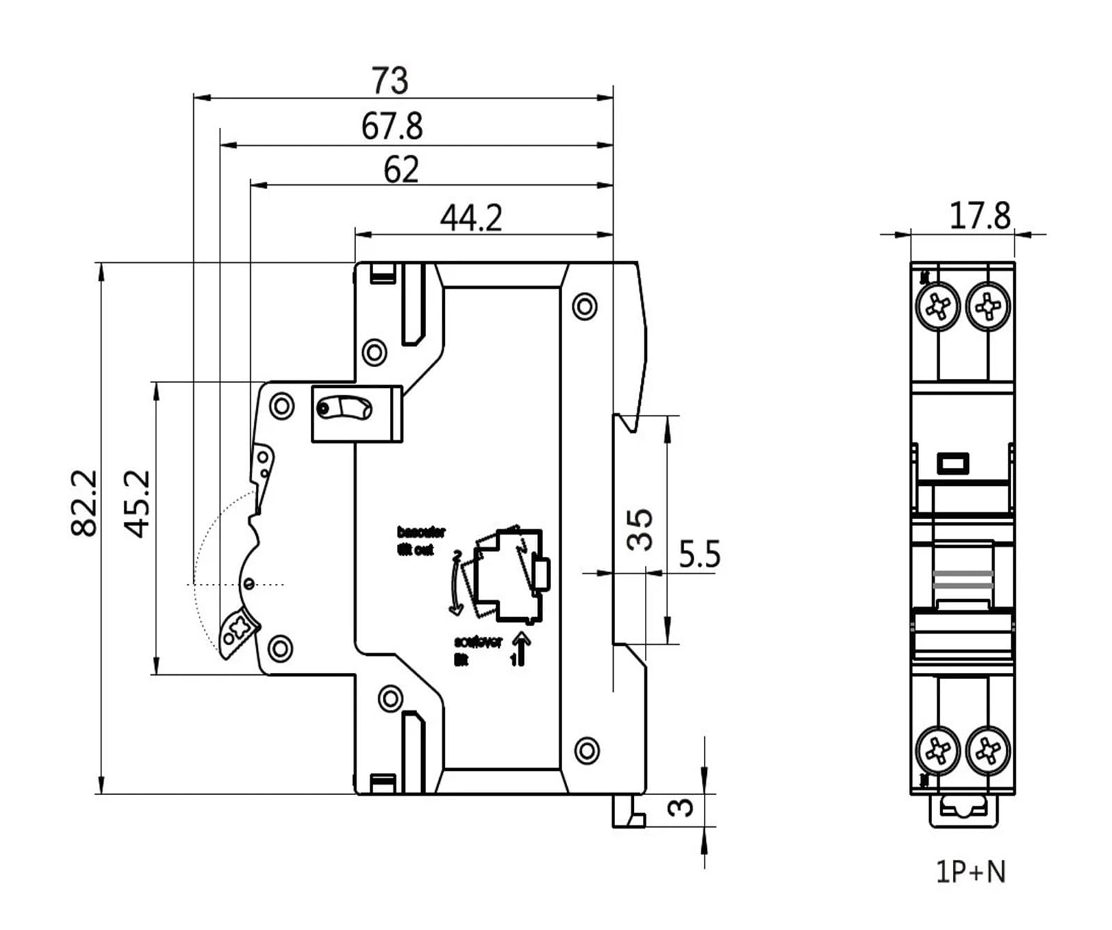 Interruttore magnetotermico GYM9N 1P+N 6A 10A 16A 20A 25A 32A 40A 220V 6KA(10A)