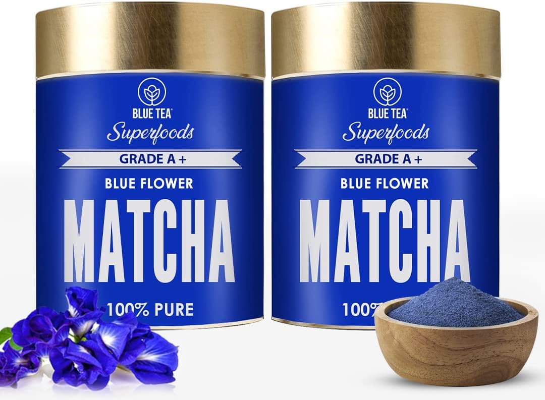 BLUE TEA – Blue Matcha Powder (100 gm) (Pack of 2) || HEALTHY SUPERFOOD || Ceremonial Grade – Dessert, Muffins – For Gift Eco Sustainable Tin Packaging (50gmx2)