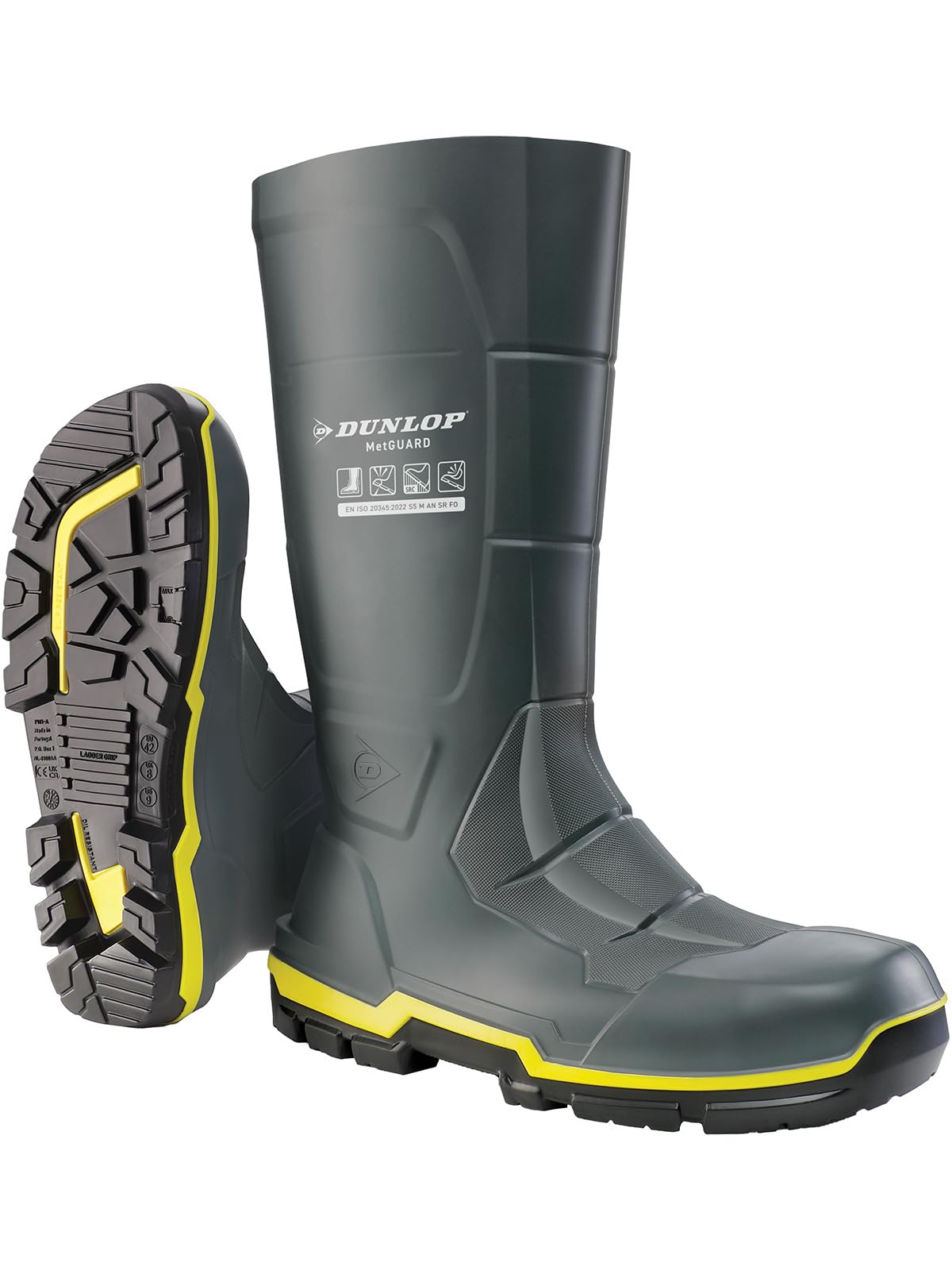 DUNLOP MetGuard S5 Wellington Boot - Unisex, Antistatic and Lightweight, Chemical Resistant Work Wellies with Steel Toe Cap, Acifort, Dark Grey/Black - EU39, UK6