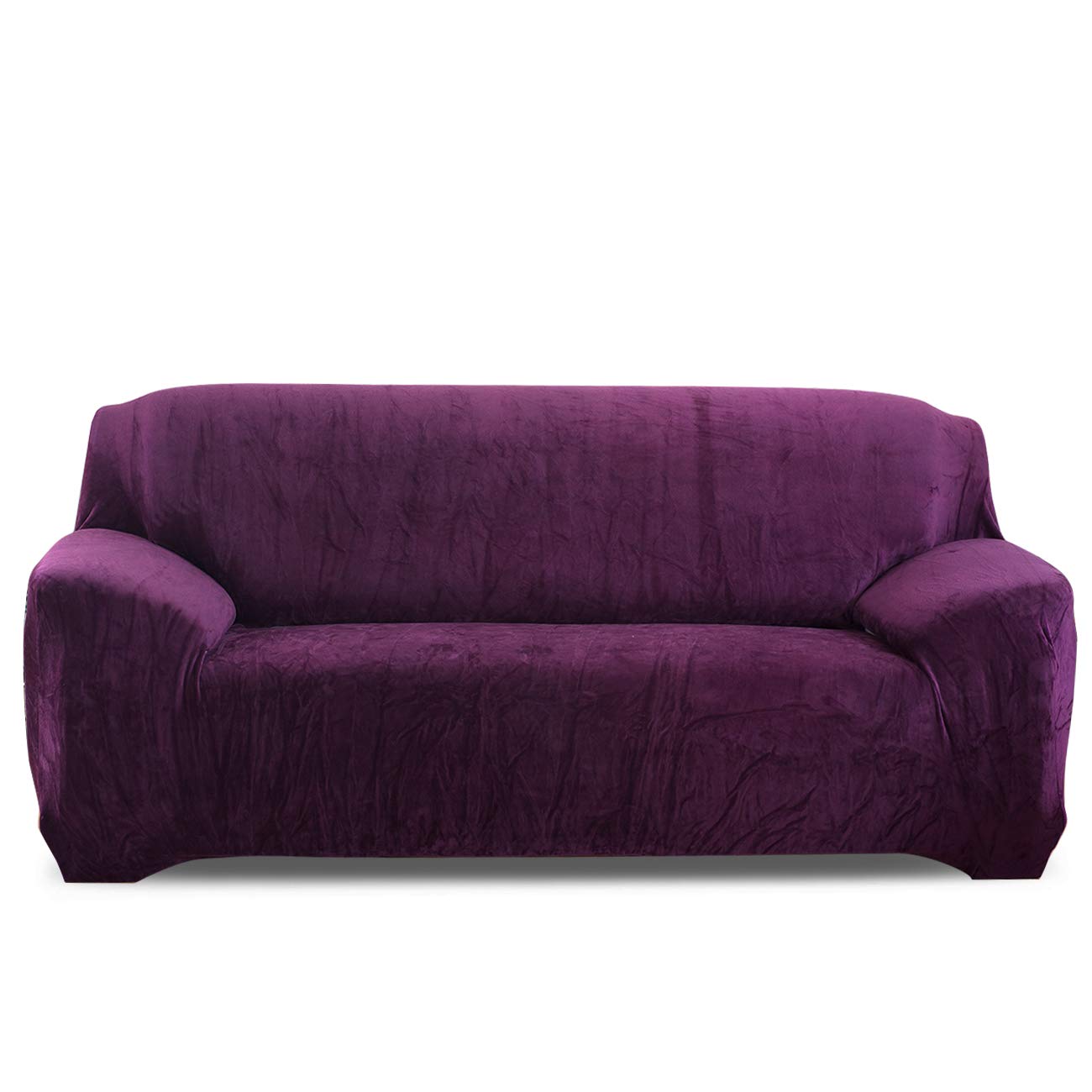 Sofabezug 2 Sitzer Stretch Sofaschutz Elastische Sofabezüge Korallenvlies Sofa Überzug Antirutsch Sofaüberwürfe für Wohnzimmer Hund Haustier (2 Sitzer, Lila)