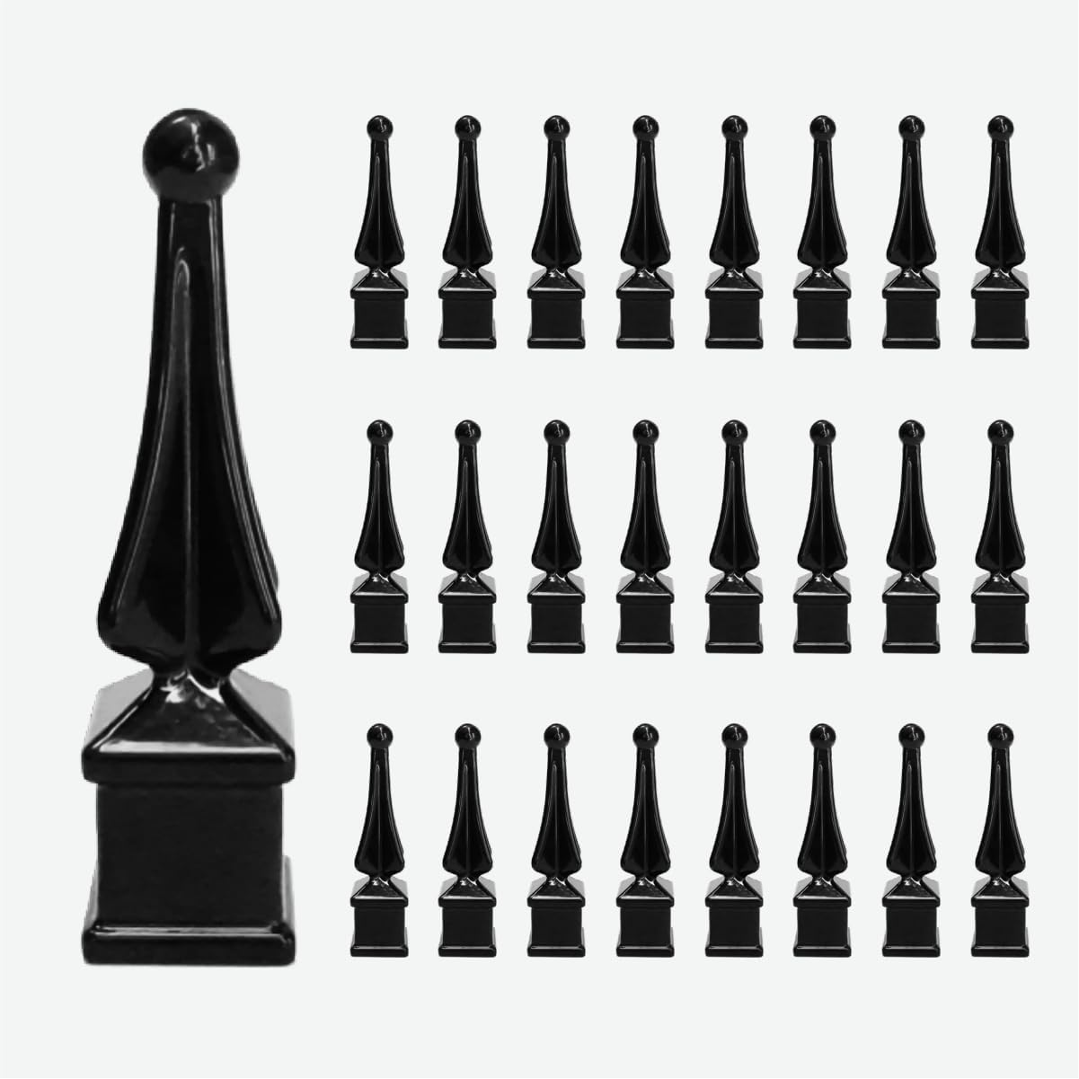 Aluminum Finial, 5/8 inch, Black Powder Coated, for Ornamental Fence (25)