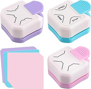 3Pcs Paper Corner Rounder, (R4mm+R7mm+R10mm) 3 Way Beauty Shape Corner Punch, Chamfer Tag Punch, Paper Edge Cutter for Crafts DIY Projects, Laminate, Photo, Cardstock, Scrapbooking