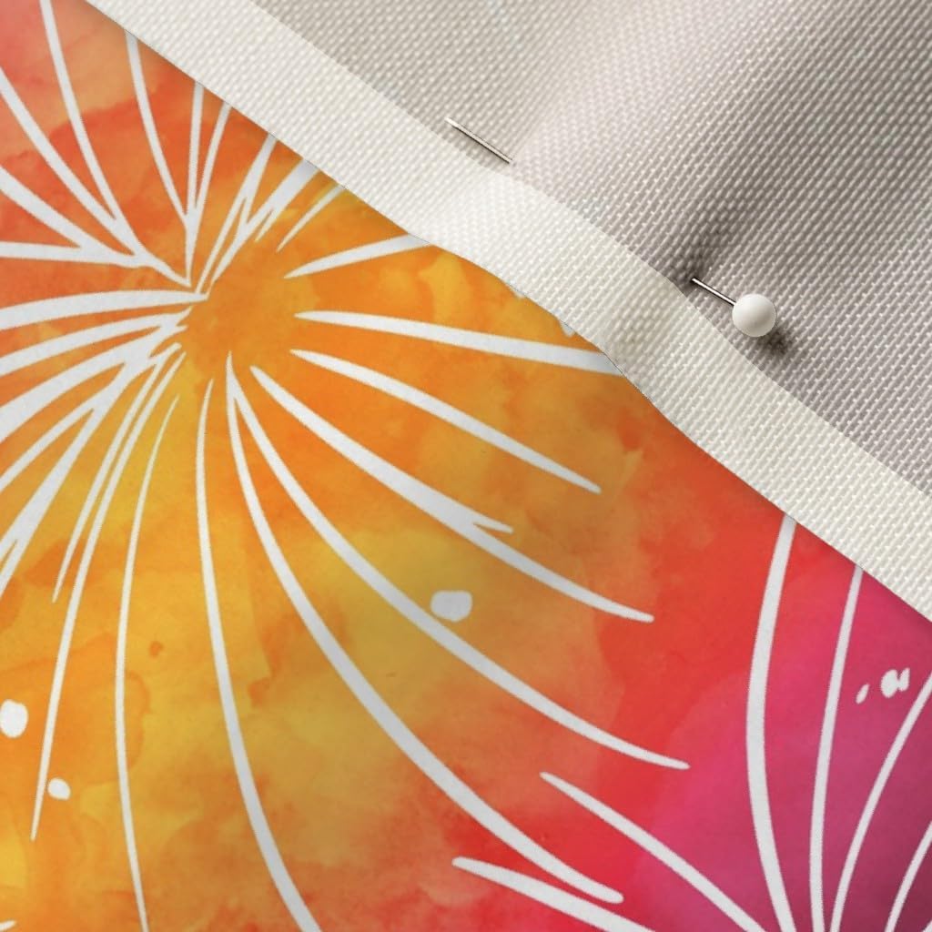 Spoonflower Fabric - Fireworks Sunset Beach Watercolor Trendy Summer Hawaii Night Hawaiian Printed on Upholstery Velvet Fabric Fat Quarter - Upholstery Home Decor Bottomweight Apparel