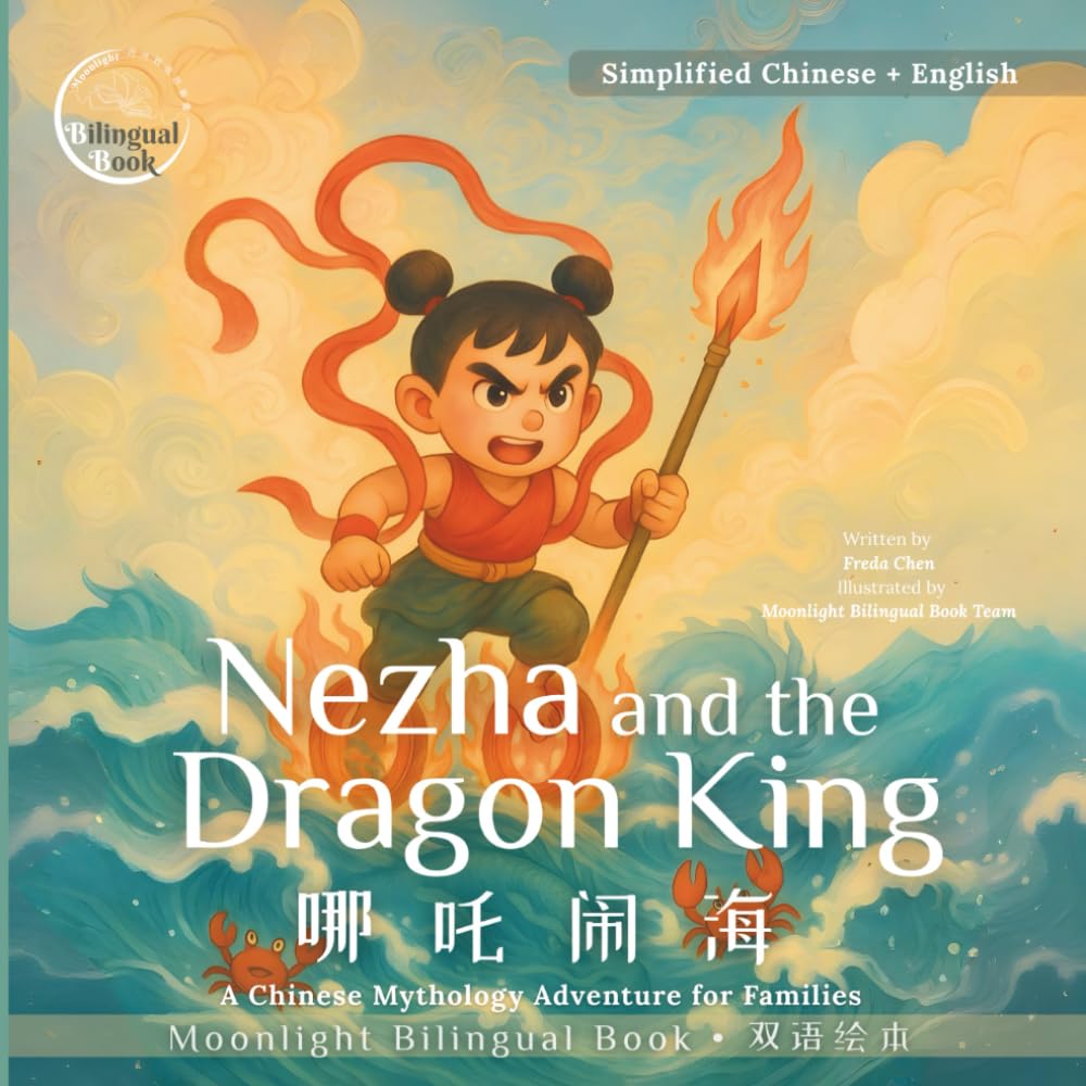 Nezha and the Dragon King: A Chinese Mythology Bilingual Chinese-English Storybook for Families (Moonlight Bilingual Stories｜月光双语故事书系列)