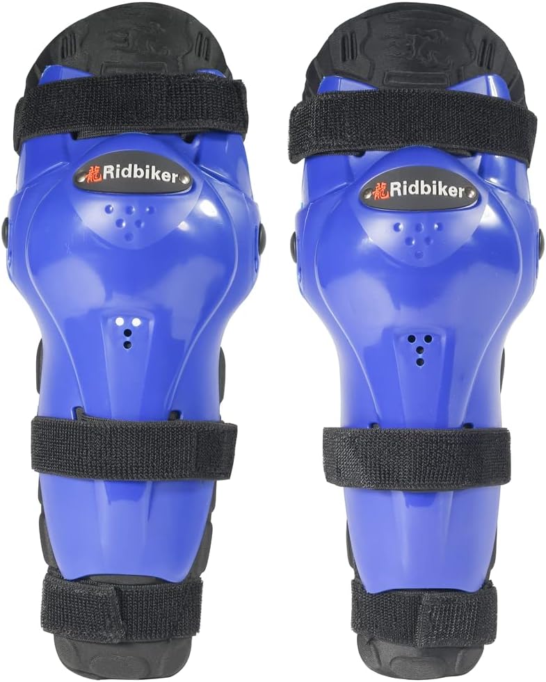 RIDBIKER Kids Dirt Bike Gear Knee Shin Guard Pads, Anti-Slip Adjustable Motorcycle Knee Pads Long Leg Gear Protective for Motocross Mountain Racing-Two Sections Pre-Curved Design