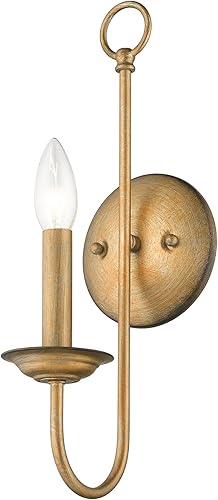 Miniatura 9 de Livex Lighting Aplique de pared de acero 42681-07 para decoración del hogar elegante decoración de pared, 1 lámpara con acabado de bronce