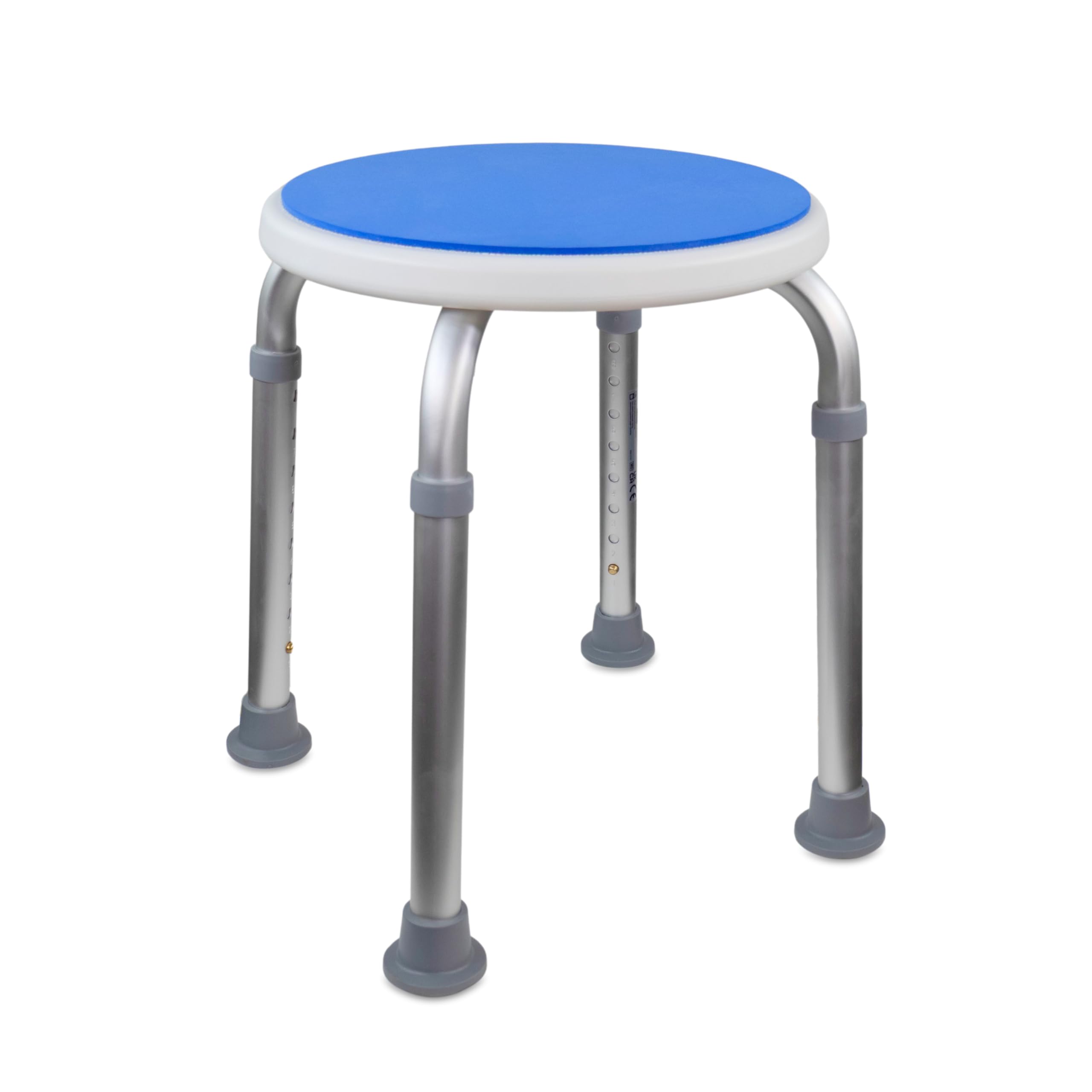 Mobiclinic®, Taburete baño, Conteras Antideslizantes, Asiento Confortable, Banqueta de Ducha, hasta 100 kg, Ligera y Resistente, Aluminio (Cloruro de polivinilo (PVC))