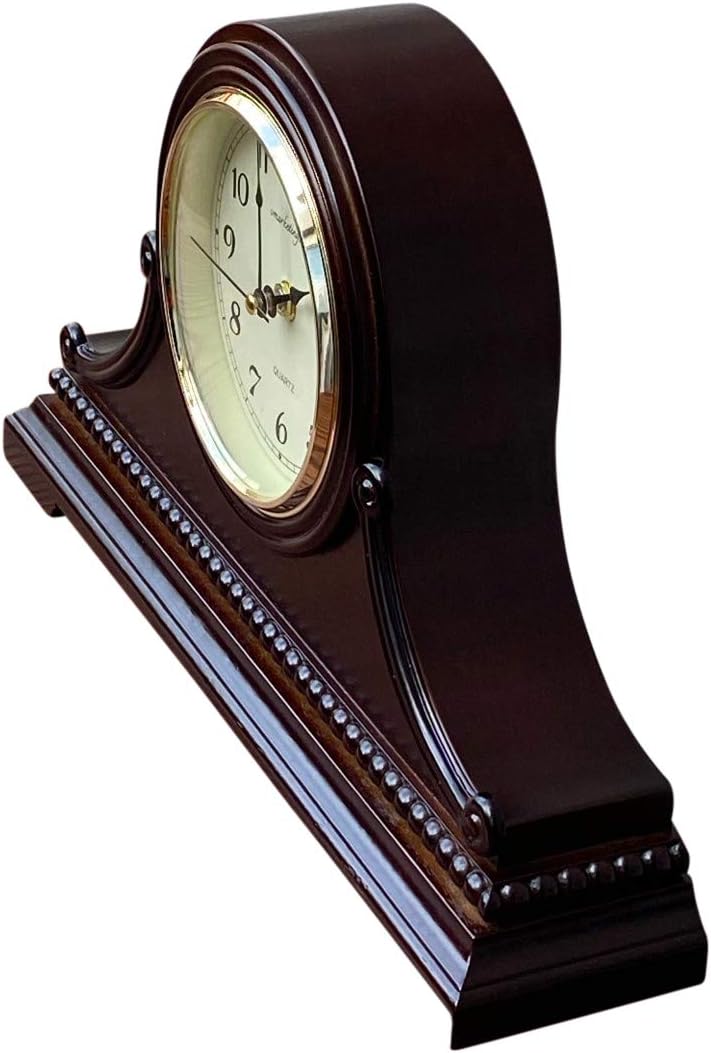 Mantel Clocks, Battery Operated, Silent Wood Table Clock with Westminster Chimes On The Hour, Solid Wooden Shelf Chiming Mantle Clock, 9" x 16" x 3" (Walnut - Arabic Numerals)